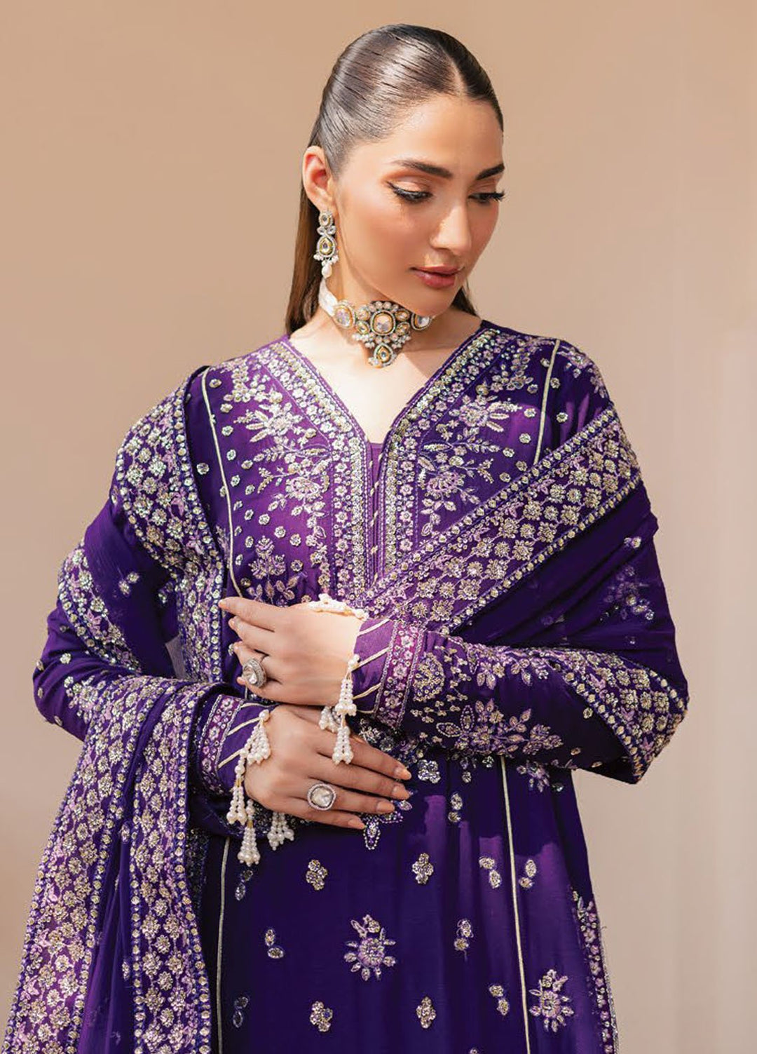 Suave by Emaan Adeel Embroidered Chiffon Suits Unstitched 3 Piece EA25LF Calais - Formals Collection