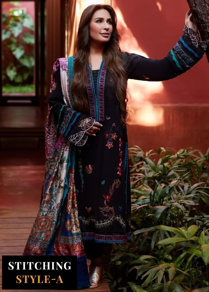Suay by Farah Talib Embroidered Lawn Suits Unstitched 3 Piece FTA24LU FTA 01 Ilaria Black - Luxury Collection