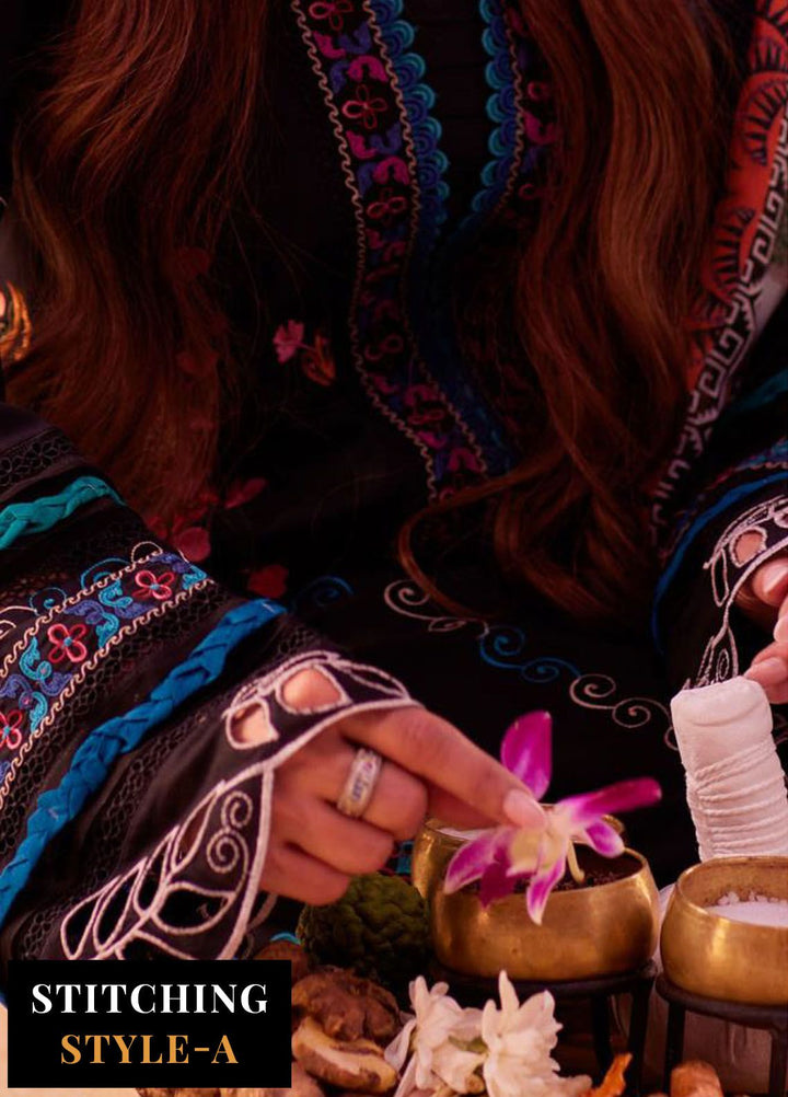 Suay by Farah Talib Embroidered Lawn Suits Unstitched 3 Piece FTA24LU FTA 01 Ilaria Black - Luxury Collection