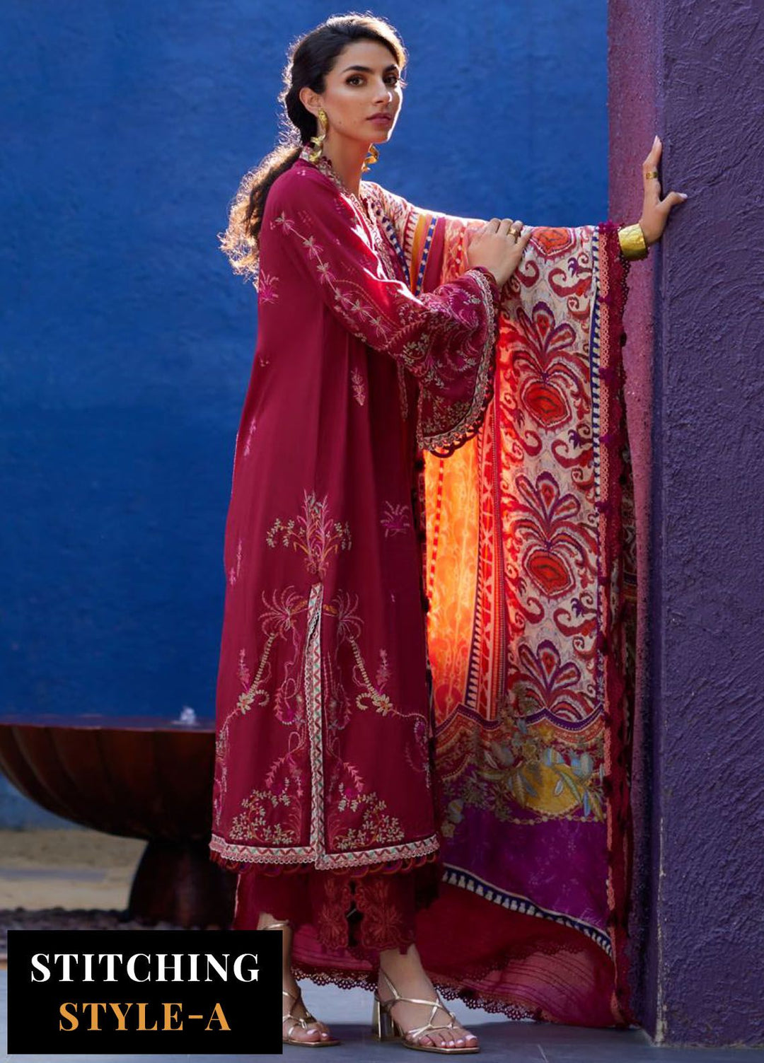 Suay by Farah Talib Embroidered Lawn Suits Unstitched 3 Piece FTA24LU FTA 02 Enzo Red - Luxury Collection