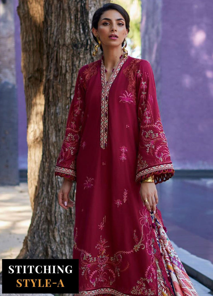 Suay by Farah Talib Embroidered Lawn Suits Unstitched 3 Piece FTA24LU FTA 02 Enzo Red - Luxury Collection