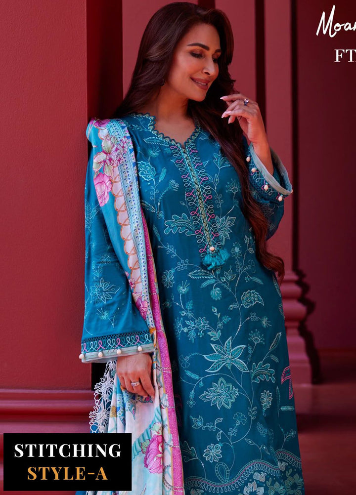 Suay by Farah Talib Embroidered Lawn Suits Unstitched 3 Piece FTA24LU FTA 03 Moana Teal - Luxury Collection