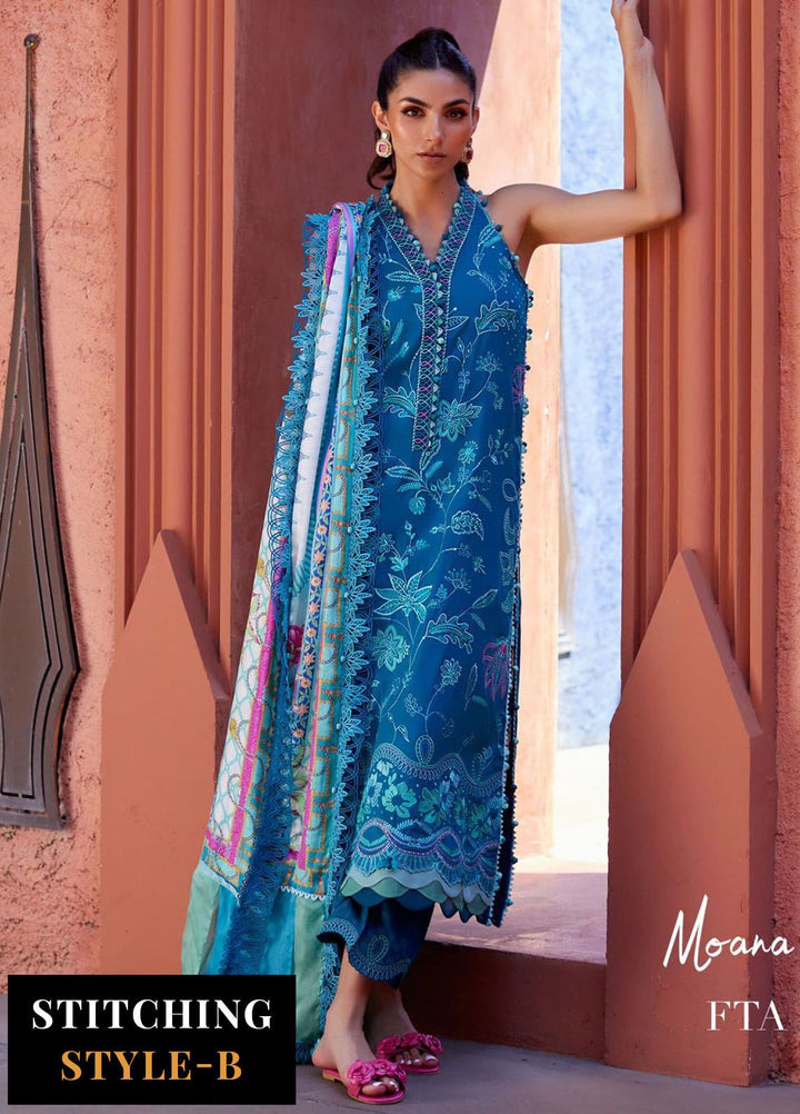 Suay by Farah Talib Embroidered Lawn Suits Unstitched 3 Piece FTA24LU FTA 03 Moana Teal - Luxury Collection