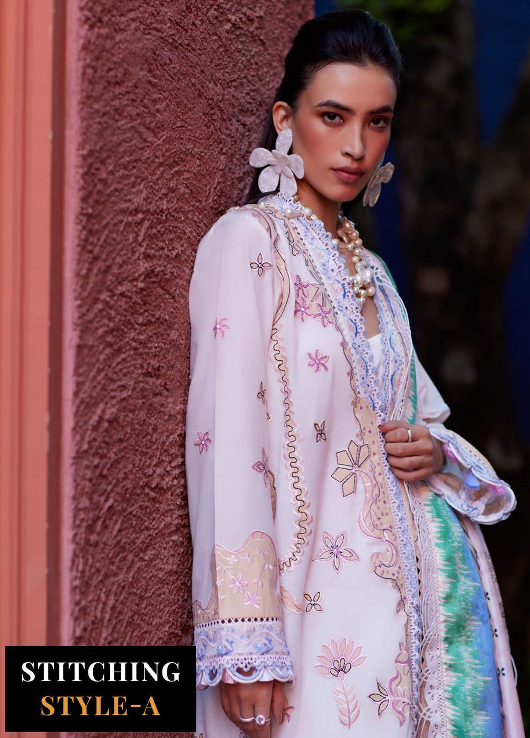 Suay by Farah Talib Embroidered Lawn Suits Unstitched 3 Piece FTA24LU FTA 05 Miwa Ivory - Luxury Collection