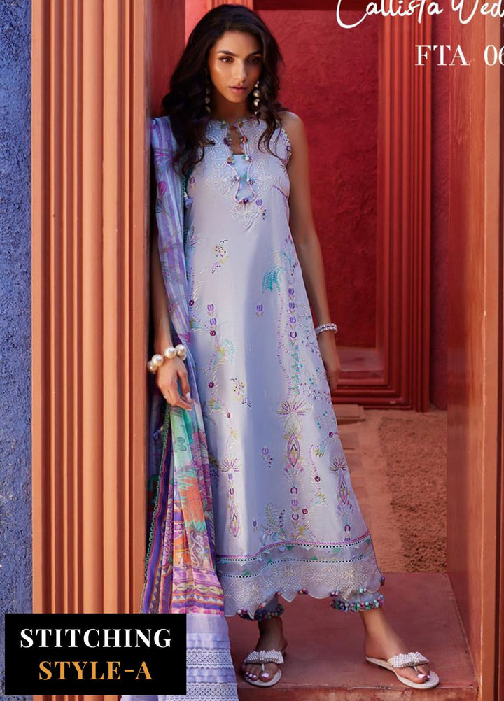Suay by Farah Talib Embroidered Lawn Suits Unstitched 3 Piece FTA24LU FTA 06 Callista Wedgewood - Luxury Collection