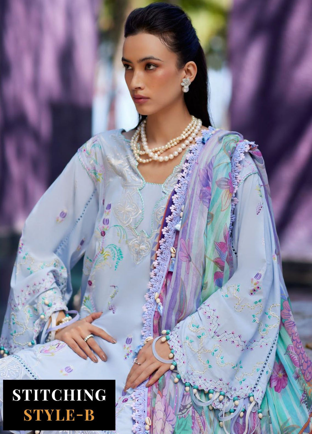 Suay by Farah Talib Embroidered Lawn Suits Unstitched 3 Piece FTA24LU FTA 06 Callista Wedgewood - Luxury Collection