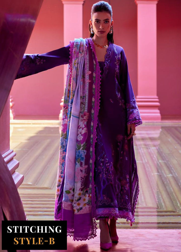 Suay by Farah Talib Embroidered Lawn Suits Unstitched 3 Piece FTA24LU FTA 07 Yuri Purple - Luxury Collection