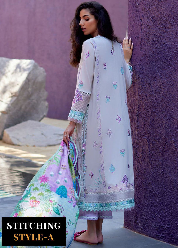 Suay by Farah Talib Embroidered Lawn Suits Unstitched 3 Piece FTA24LU FTA 08 Zoella Grey - Luxury Collection