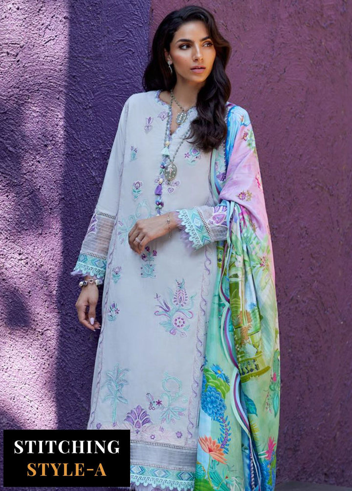 Suay by Farah Talib Embroidered Lawn Suits Unstitched 3 Piece FTA24LU FTA 08 Zoella Grey - Luxury Collection