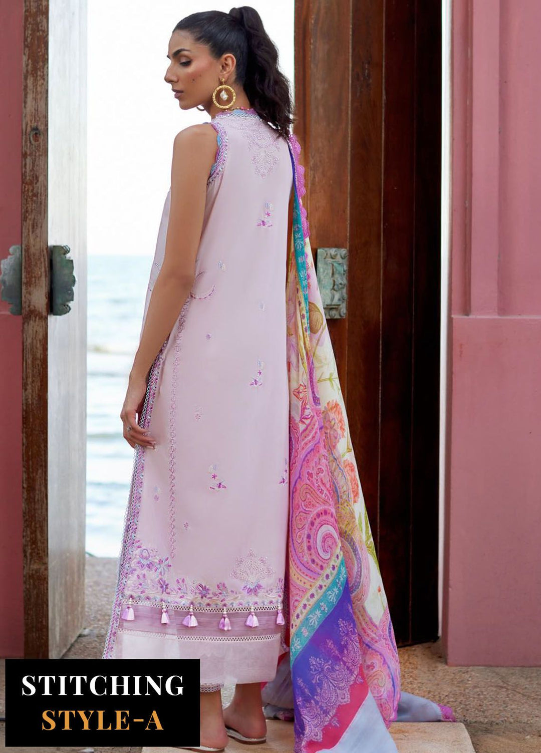 Suay by Farah Talib Embroidered Lawn Suits Unstitched 3 Piece FTA24LU FTA 10 Izumi Pink - Luxury Collection