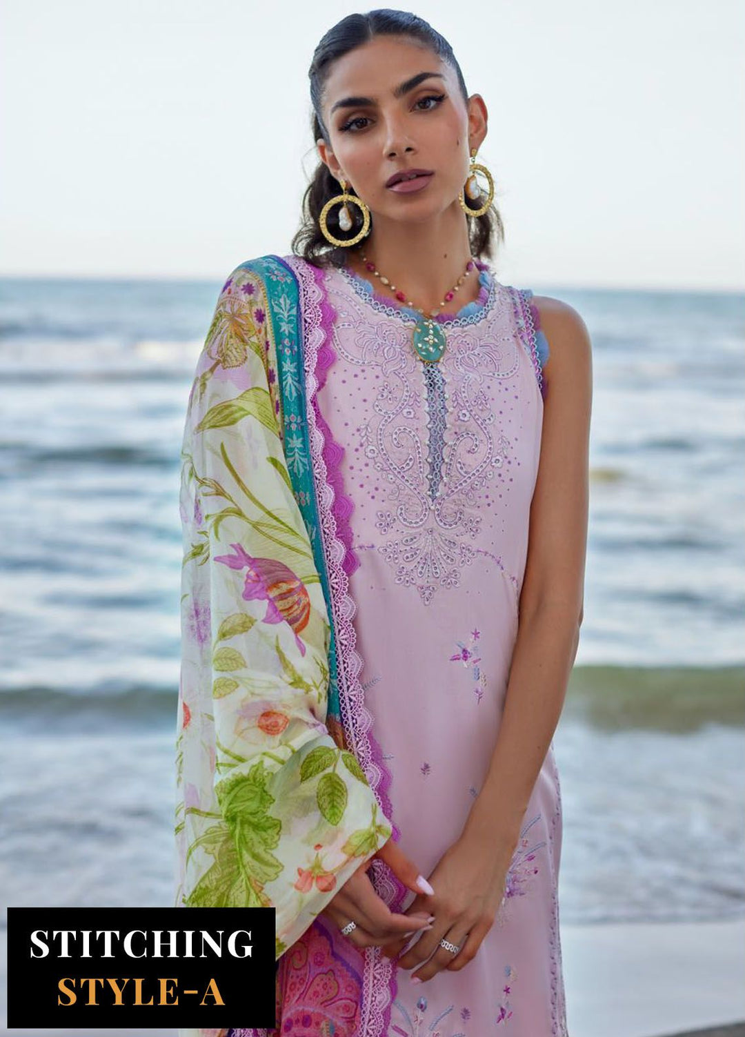 Suay by Farah Talib Embroidered Lawn Suits Unstitched 3 Piece FTA24LU FTA 10 Izumi Pink - Luxury Collection