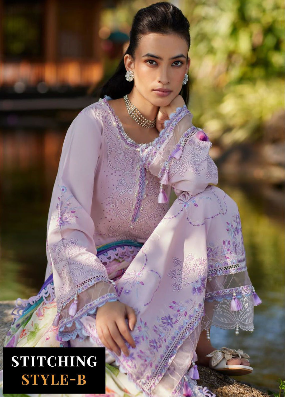 Suay by Farah Talib Embroidered Lawn Suits Unstitched 3 Piece FTA24LU FTA 10 Izumi Pink - Luxury Collection