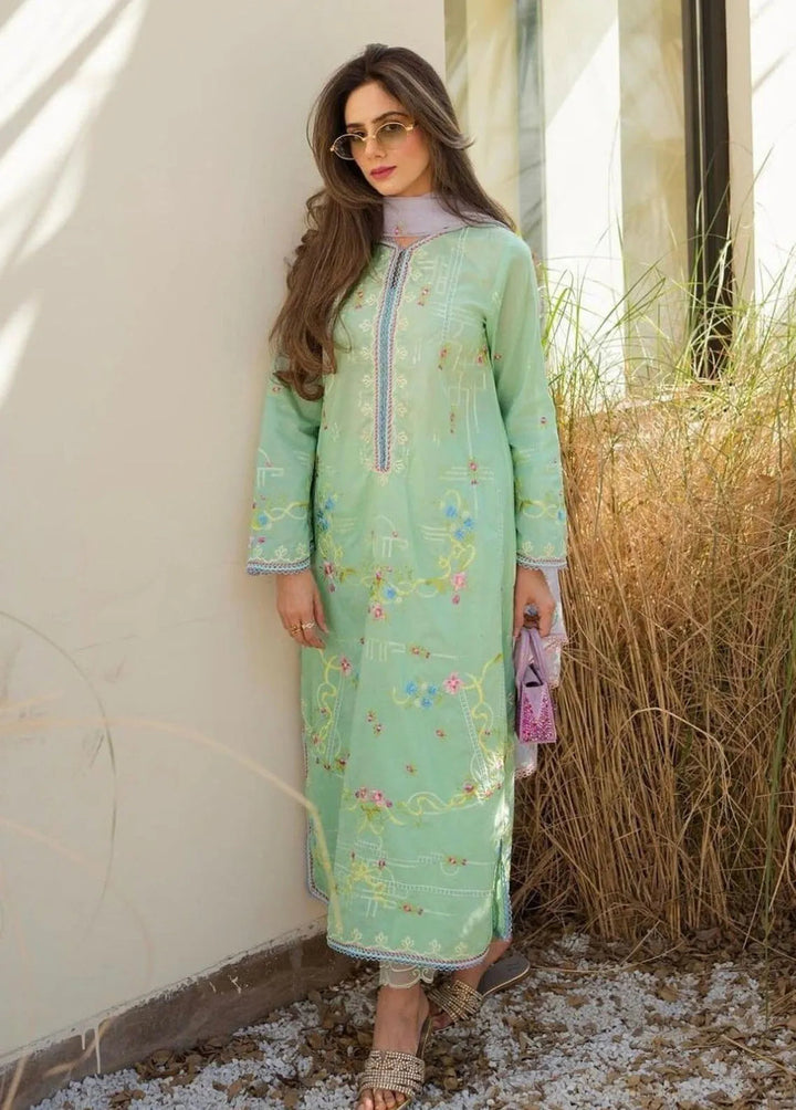 Suay by Farah Talib Embroidered Lawn Suits Unstitched 3 Piece FTA24LU FTA 11 Misora Mint Green - Luxury Collection