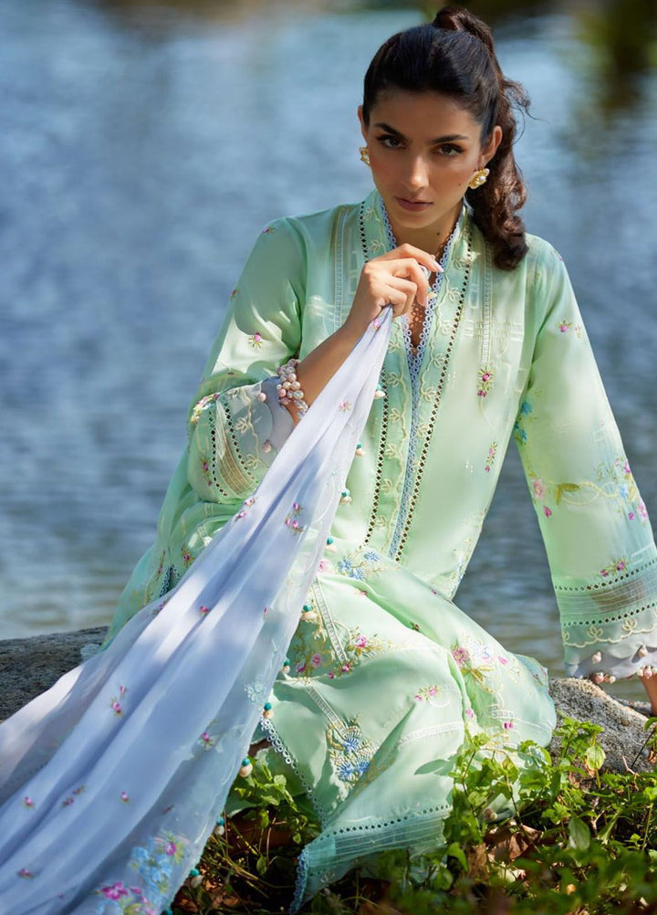 Suay by Farah Talib Embroidered Lawn Suits Unstitched 3 Piece FTA24LU FTA 11 Misora Mint Green - Luxury Collection