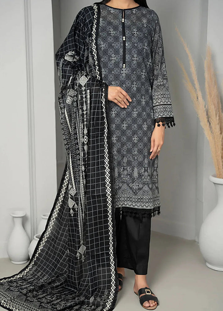 Sufinas By VS Textile Black And White Printed Lawn Suit Unstitched 3 Piece VS24S D-512 - Summer Collection
