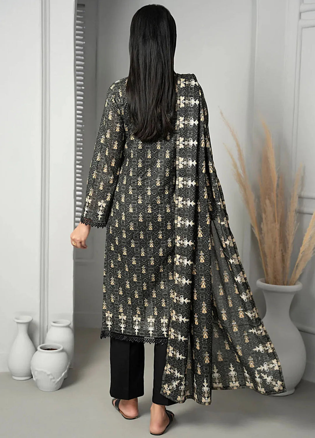 Sufinas By VS Textile Black And White Printed Lawn Suit Unstitched 3 Piece VS24S D-513 - Summer Collection