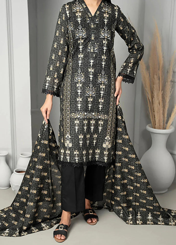 Sufinas By VS Textile Black And White Printed Lawn Suit Unstitched 3 Piece VS24S D-513 - Summer Collection