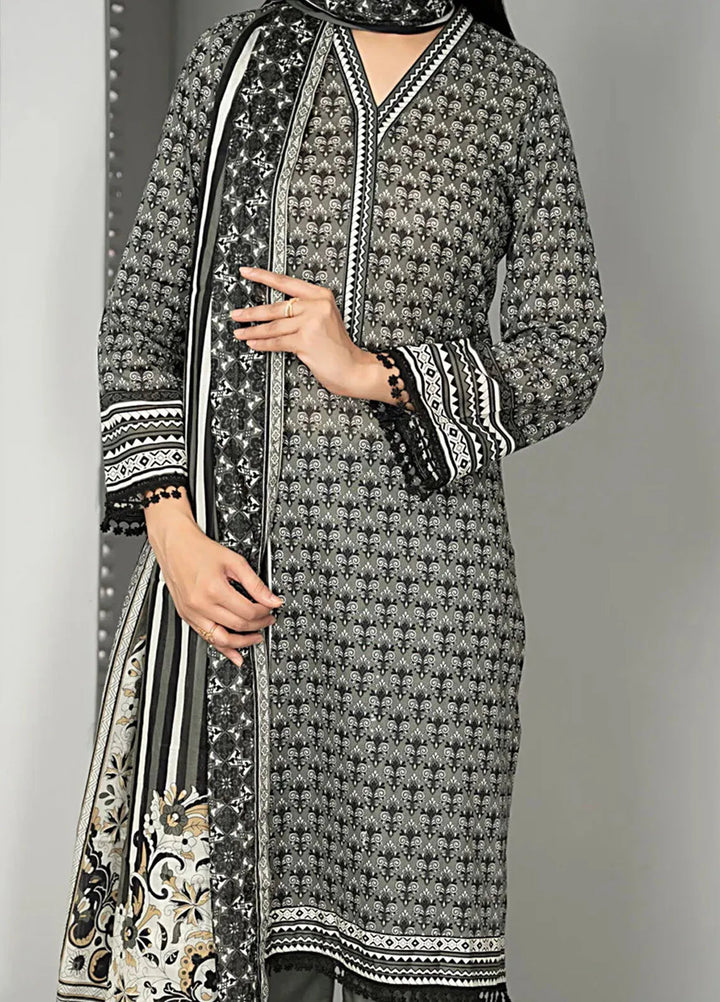 Sufinas By VS Textile Black And White Printed Lawn Suit Unstitched 3 Piece VS24S D-514 - Summer Collection