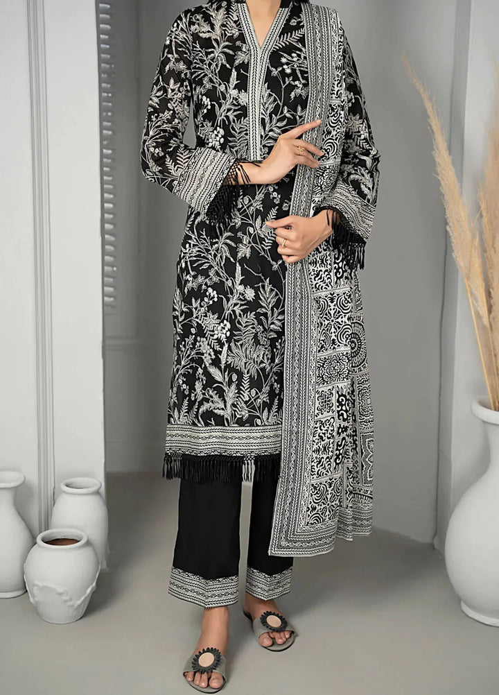 Sufinas By VS Textile Black And White Printed Lawn Suit Unstitched 3 Piece VS24S D-515 - Summer Collection