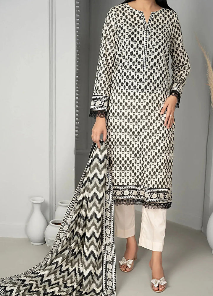 Sufinas By VS Textile Black And White Printed Lawn Suit Unstitched 3 Piece VS24S D-518 - Summer Collection