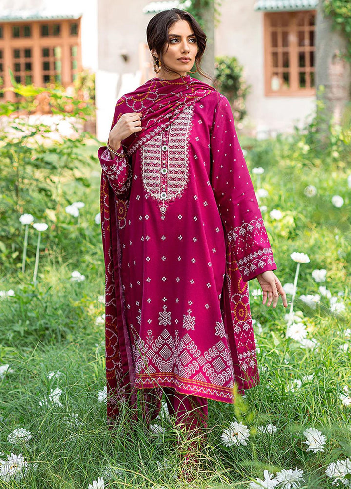 Sukoon By Cross Stitch Embroidered Cotton Satin Suits Unstitched 3 Piece CS22CS FUSCHIA GLIMMER - Winter Collection