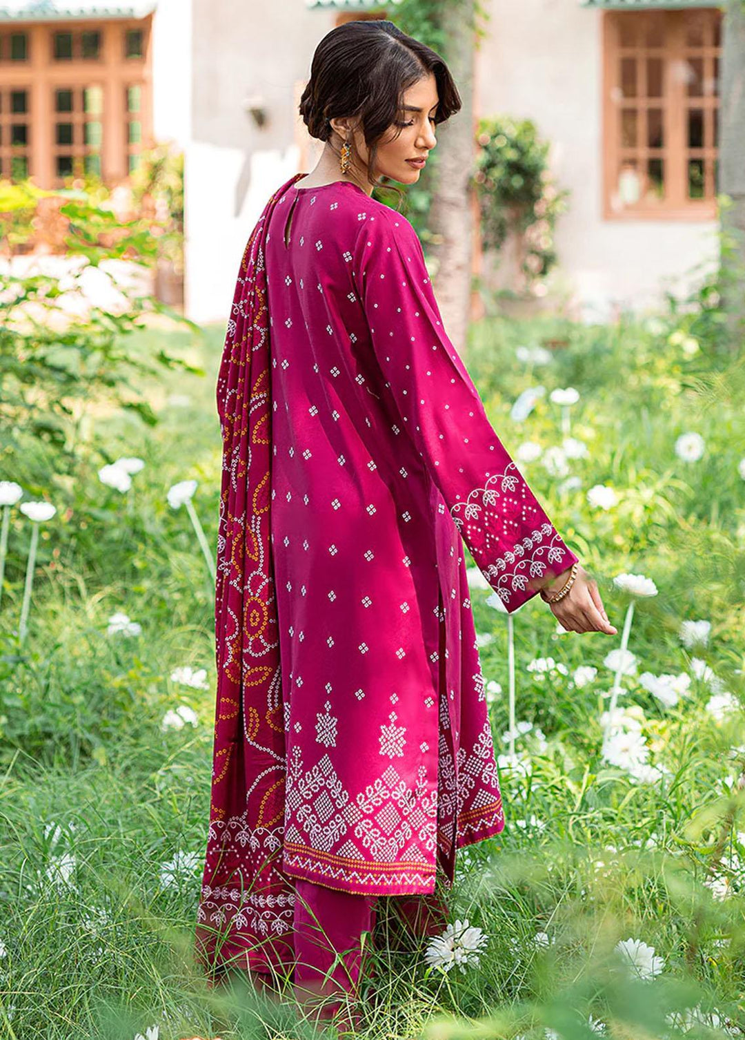Sukoon By Cross Stitch Embroidered Cotton Satin Suits Unstitched 3 Piece CS22CS FUSCHIA GLIMMER - Winter Collection
