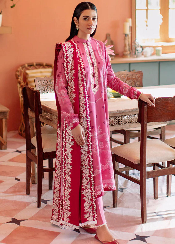 Sukoon By Cross Stitch Embroidered Cotton Satin Suits Unstitched 3 Piece CS22CS RASPBERRY CREME - Winter Collection