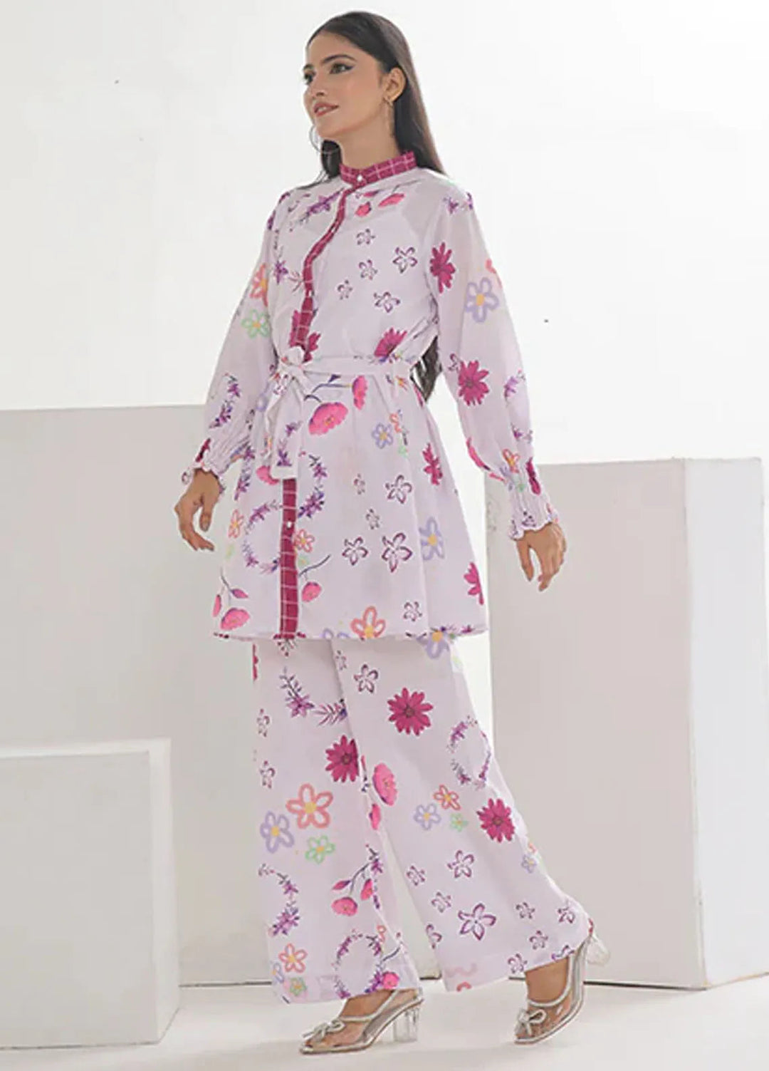 Summer Fiesta By Nazmina Pret Printed Lawn 2 Piece Suit TF-01 Classic White