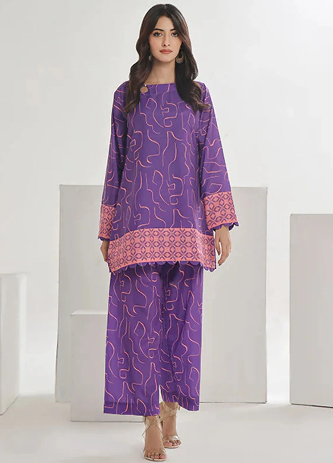 Summer Fiesta By Nazmina Pret Printed Lawn 2 Piece Suit TF-08 Pacific Sky