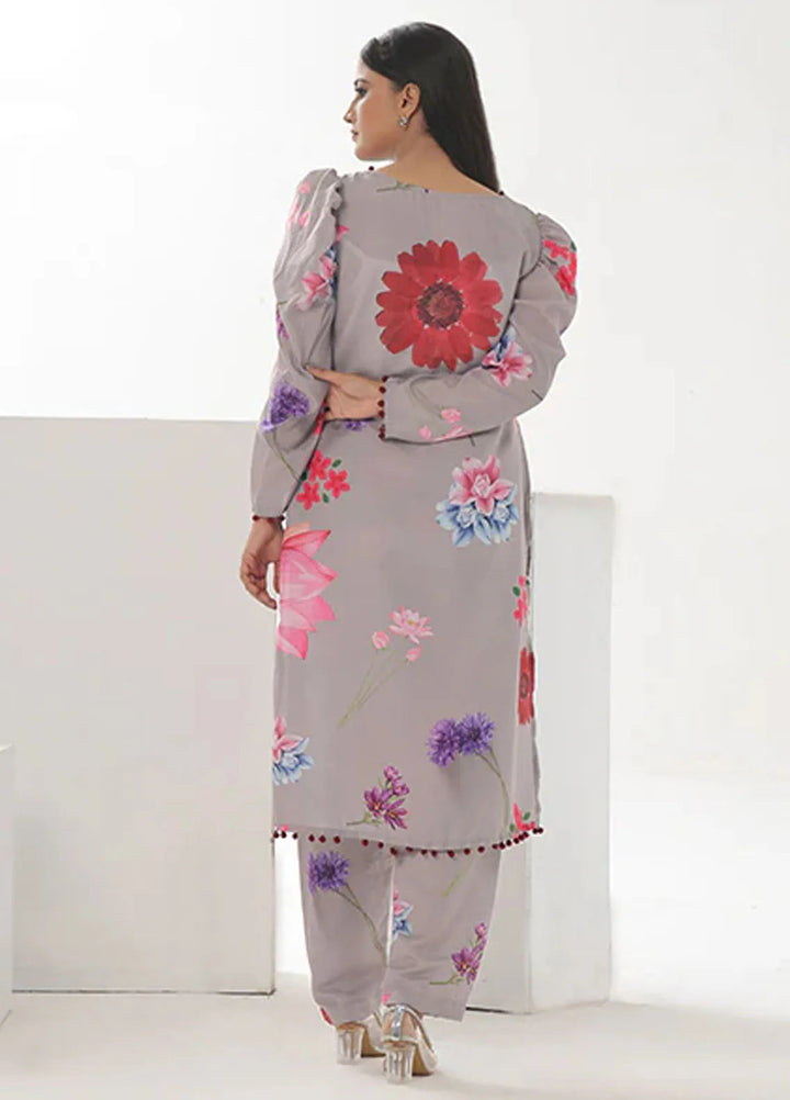 Summer Fiesta By Nazmina Pret Printed Lawn 2 Piece Suit TF-10 Grey Glint