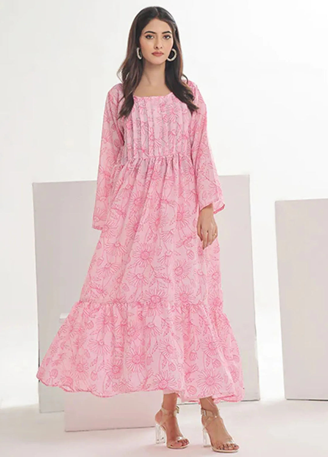 Summer Fiesta By Nazmina Pret Printed Lawn Frock TF-02 Victorian Pink