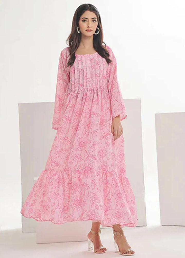 Summer Fiesta By Nazmina Pret Printed Lawn Frock TF-02 Victorian Pink