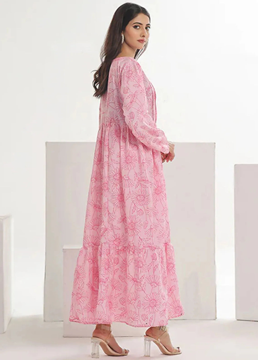 Summer Fiesta By Nazmina Pret Printed Lawn Frock TF-02 Victorian Pink