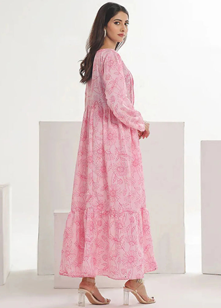 Summer Fiesta By Nazmina Pret Printed Lawn Frock TF-02 Victorian Pink