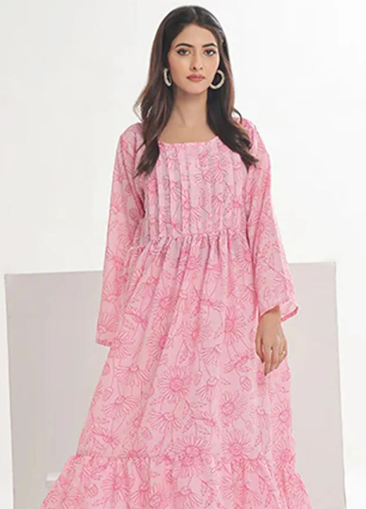 Summer Fiesta By Nazmina Pret Printed Lawn Frock TF-02 Victorian Pink