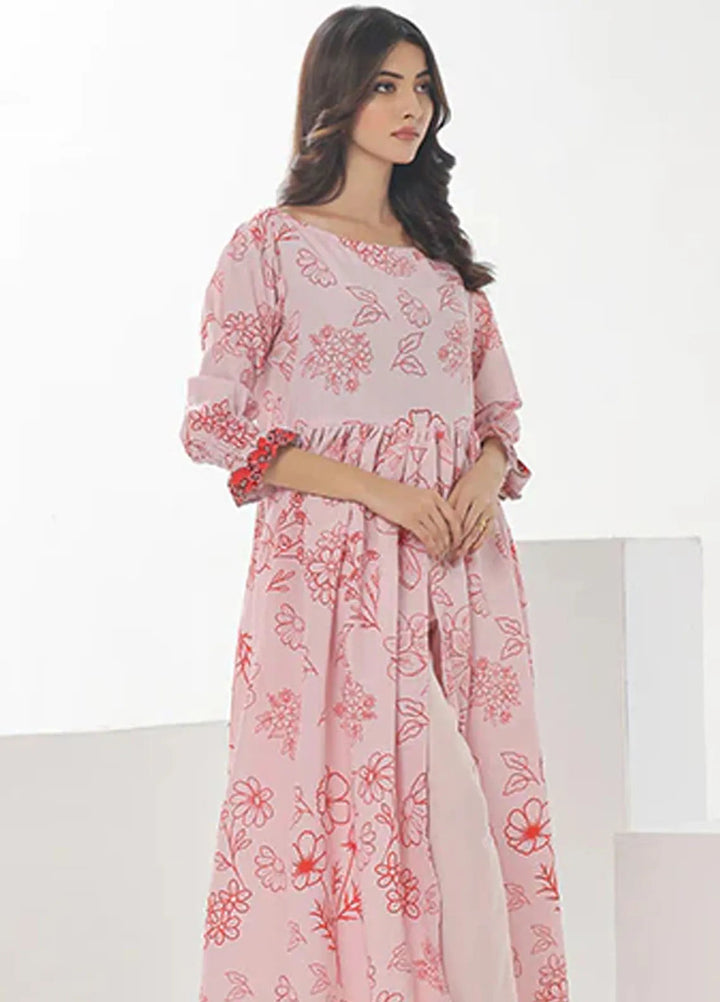 Summer Fiesta By Nazmina Pret Printed Lawn Frock TF-05 Coral Pink