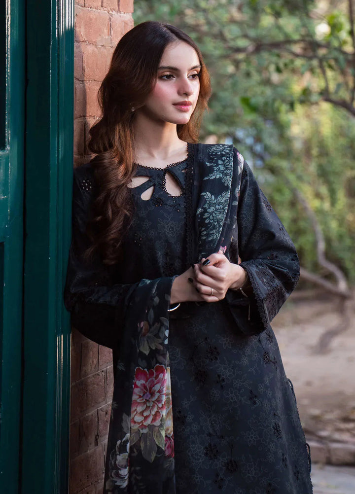 Summer Lines by Neeshay Embroidered Lawn Suit Unstitched 3 Piece NSH25SP Obsidian - Summer Collection
