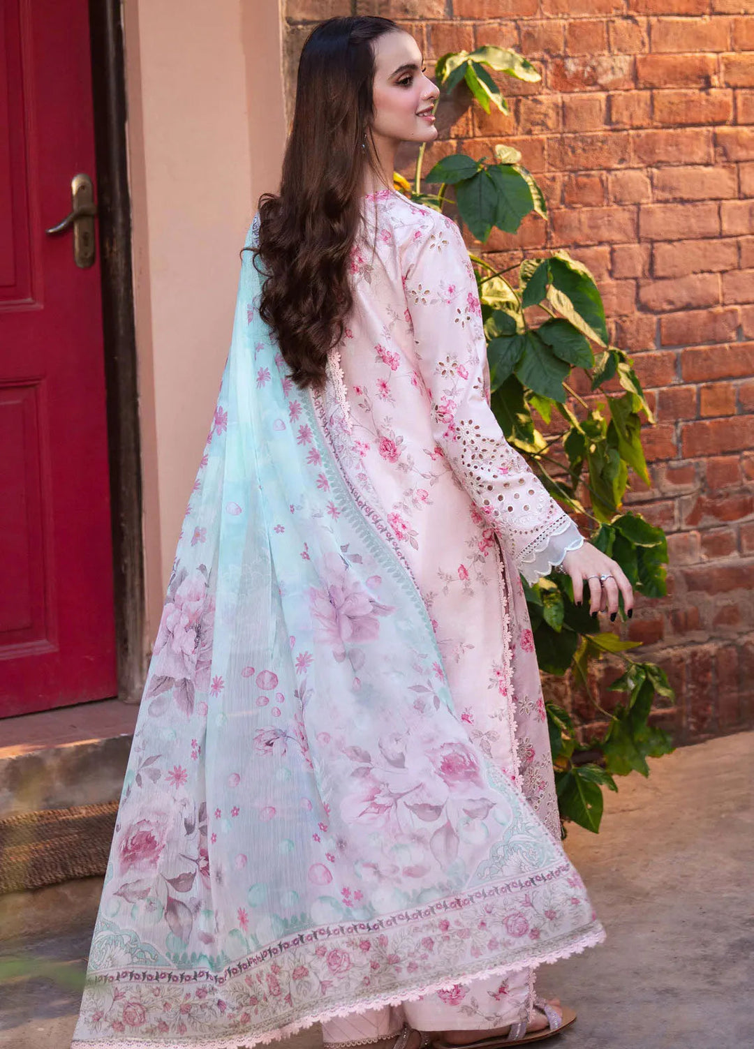 Summer Lines by Neeshay Embroidered Lawn Suit Unstitched 3 Piece NSH25SP Peche - Summer Collection