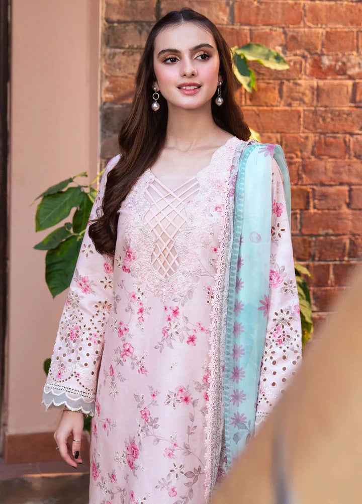 Summer Lines by Neeshay Embroidered Lawn Suit Unstitched 3 Piece NSH25SP Peche - Summer Collection