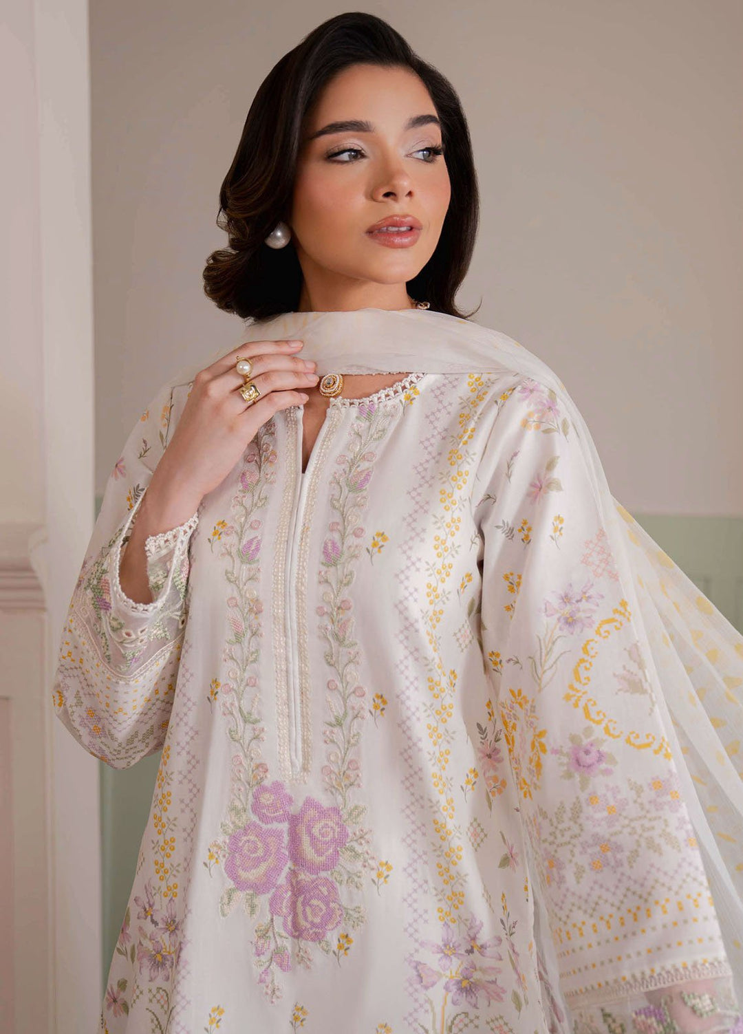 Summer Lines by Neeshay Embroidered Lawn Suits Unstitched 3 Piece NSH25SL Bloom Theory - Summer Collection