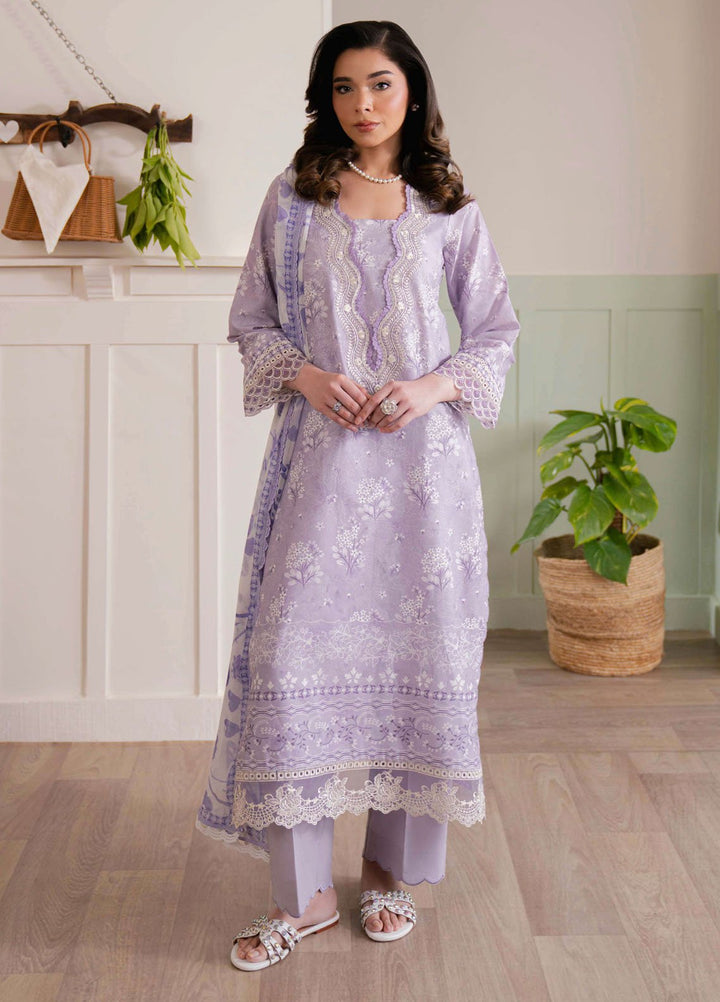 Summer Lines by Neeshay Embroidered Lawn Suits Unstitched 3 Piece NSH25SL Lavendar Dream - Summer Collection