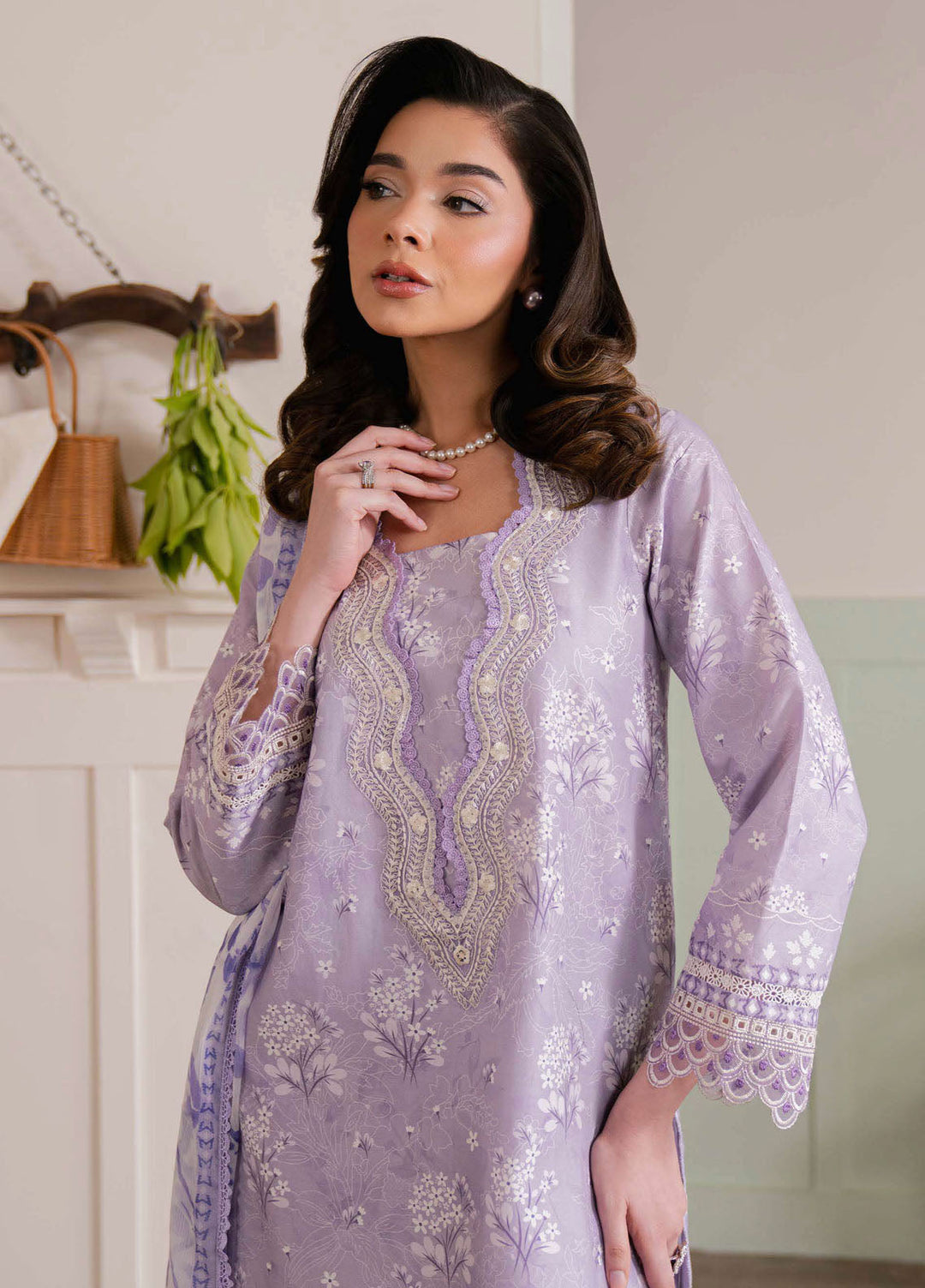 Summer Lines by Neeshay Embroidered Lawn Suits Unstitched 3 Piece NSH25SL Lavendar Dream - Summer Collection