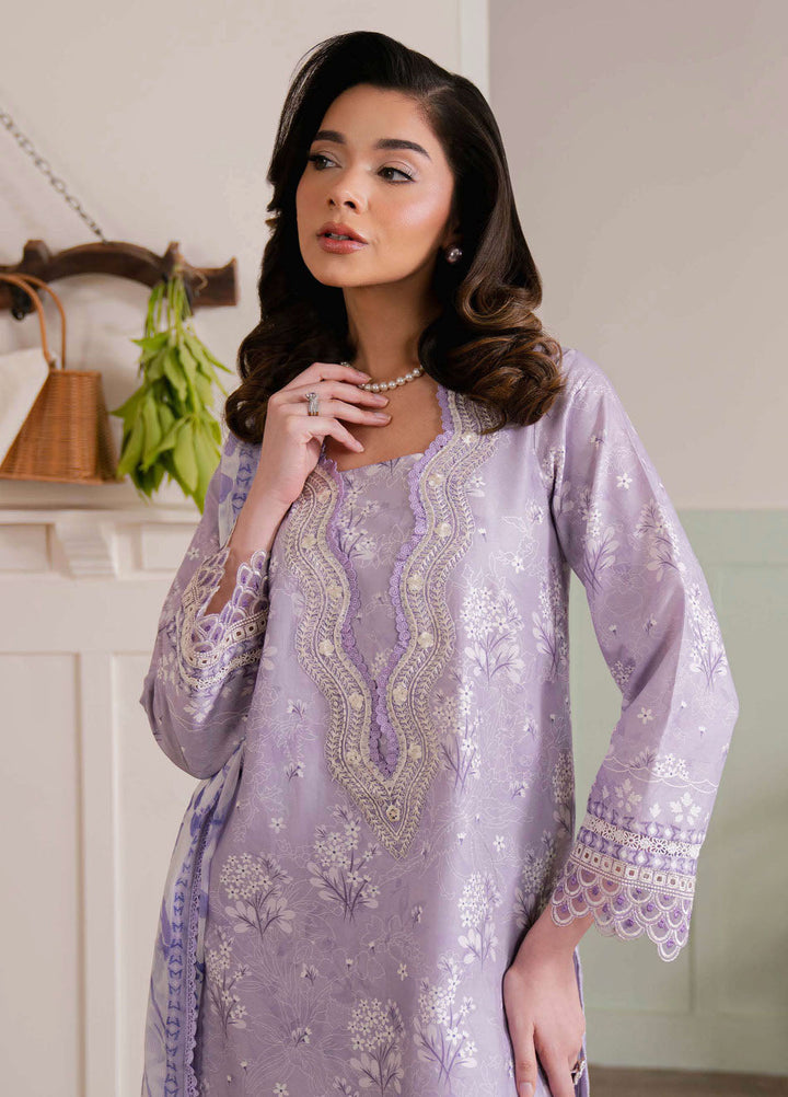 Summer Lines by Neeshay Embroidered Lawn Suits Unstitched 3 Piece NSH25SL Lavendar Dream - Summer Collection