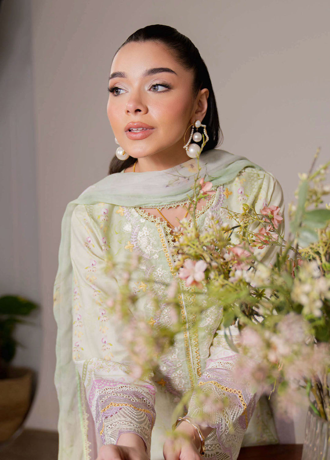 Summer Lines by Neeshay Embroidered Lawn Suits Unstitched 3 Piece NSH25SL Spring Fern - Summer Collection