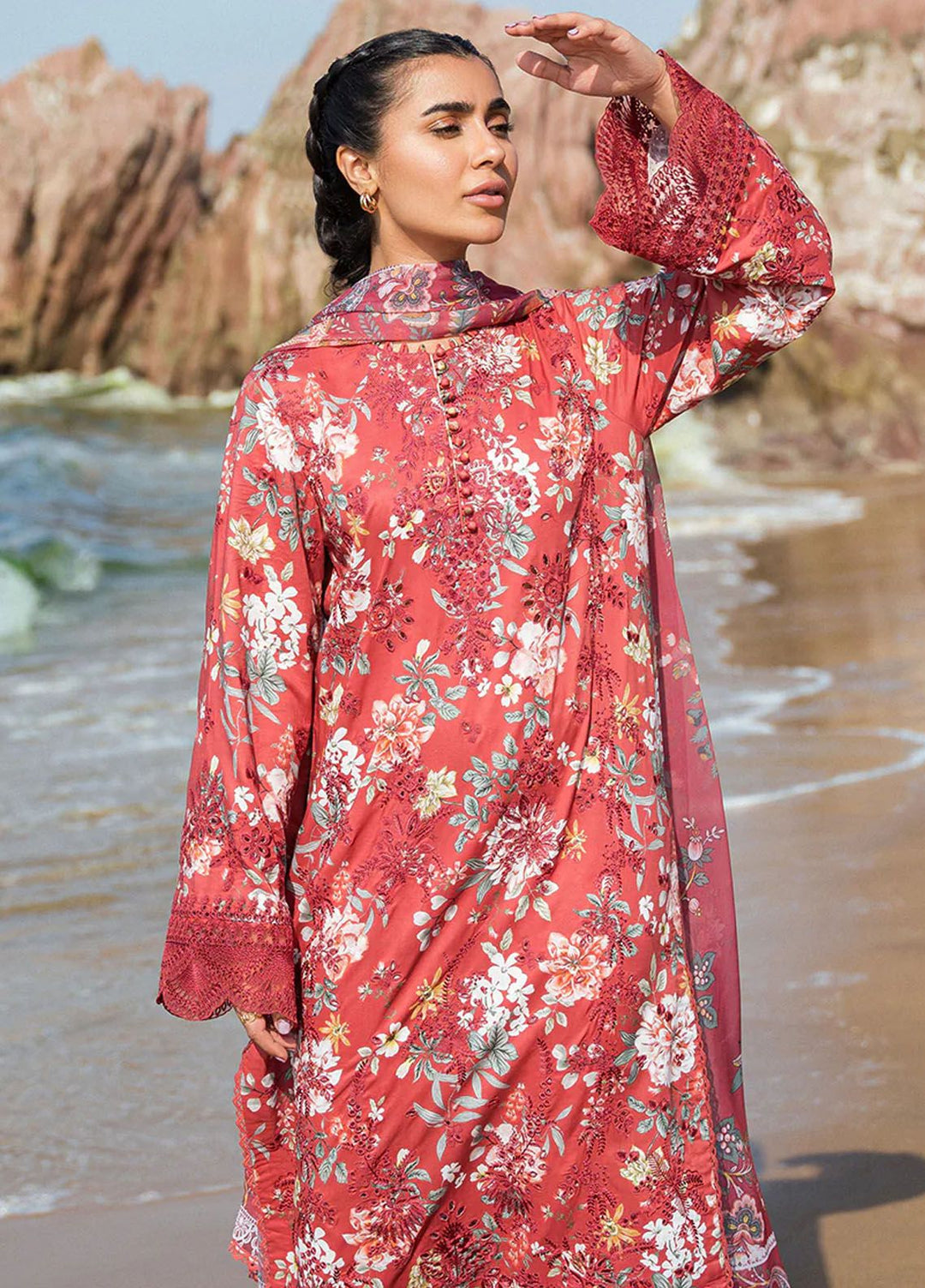 Summer Together by Afrozeh Embroidered Lawn Suit Unstitched 3 Piece AF24ST Scarley - Summer Collection