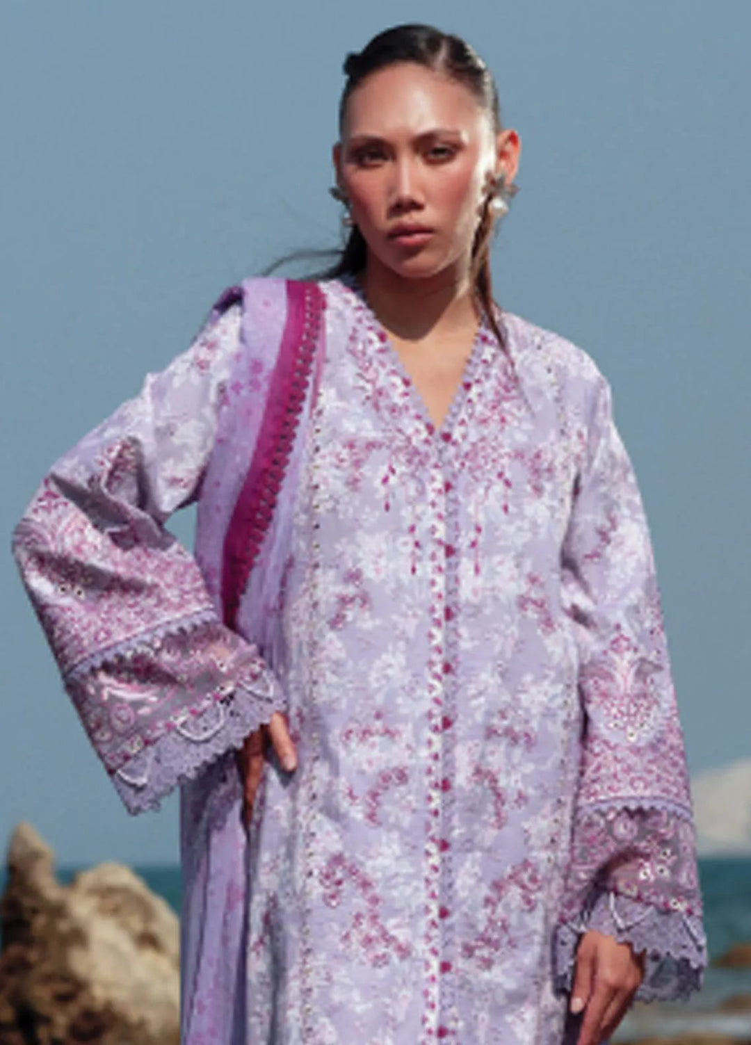 Summer Together by Afrozeh Embroidered Lawn Suits Unstitched 3 Piece AF25ST D-02 Amethyst - Summer Collection