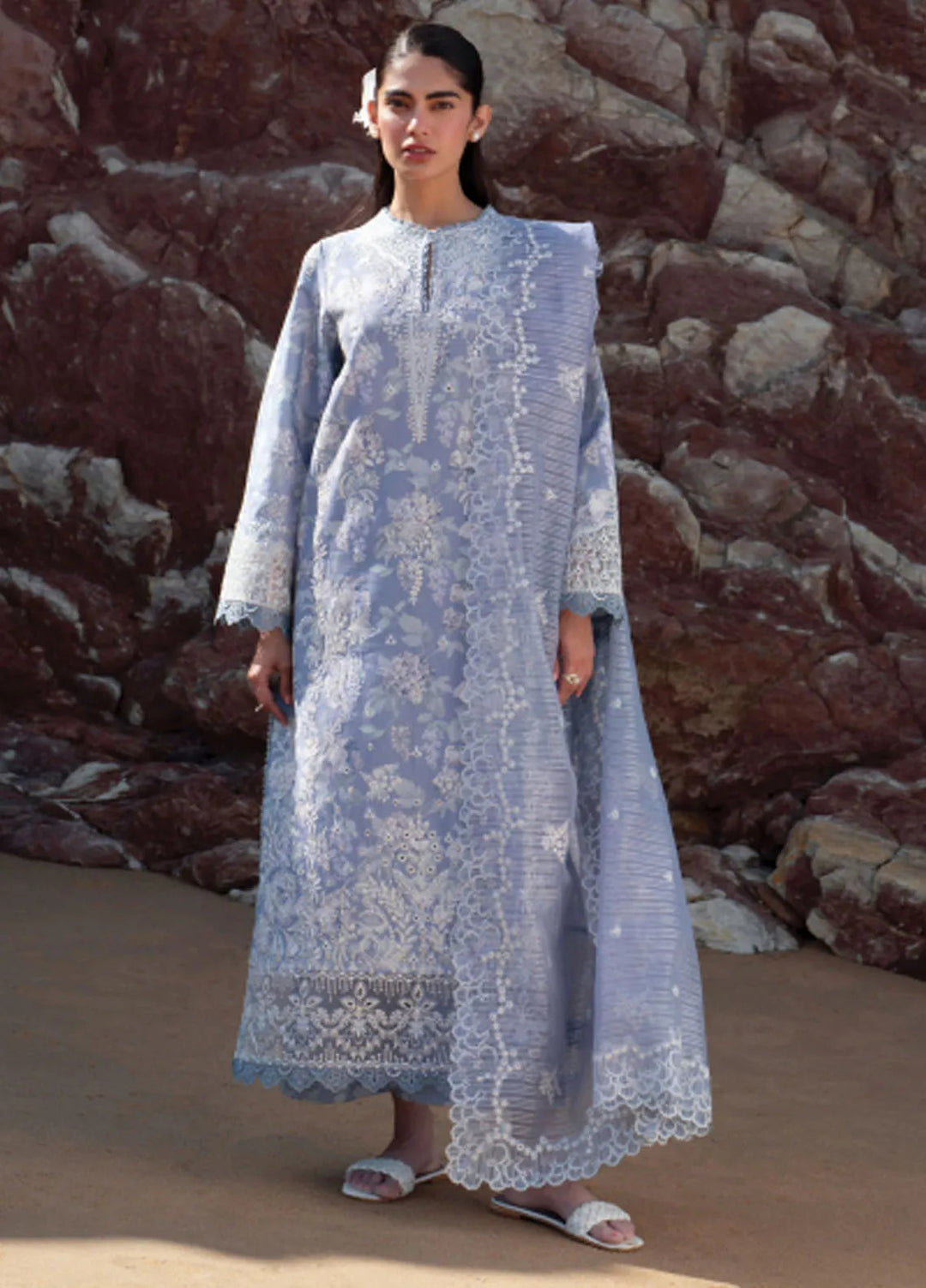 Summer Together by Afrozeh Embroidered Lawn Suits Unstitched 3 Piece AF25ST D-03 Moonlight - Summer Collection