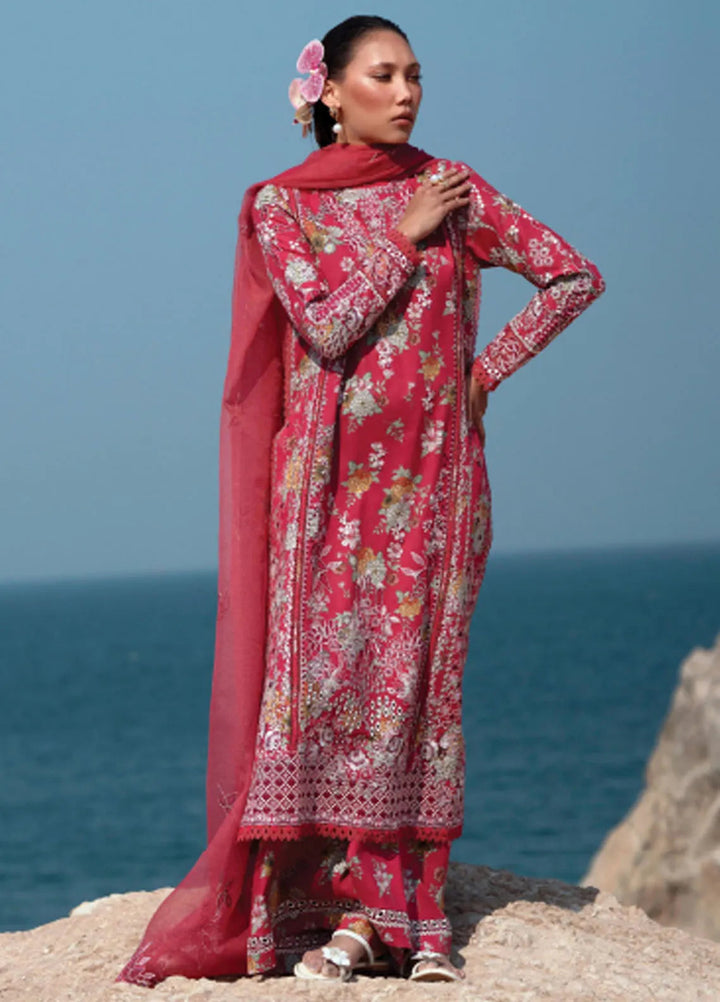 Summer Together by Afrozeh Embroidered Lawn Suits Unstitched 3 Piece AF25ST D-05 Pink Ruby - Summer Collection