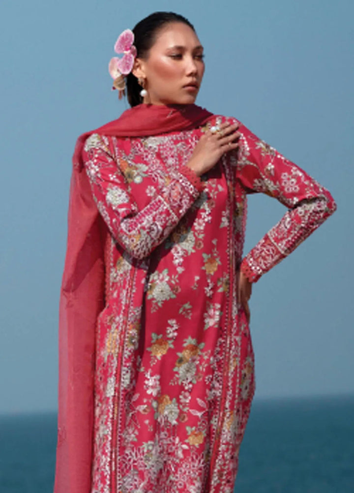 Summer Together by Afrozeh Embroidered Lawn Suits Unstitched 3 Piece AF25ST D-05 Pink Ruby - Summer Collection