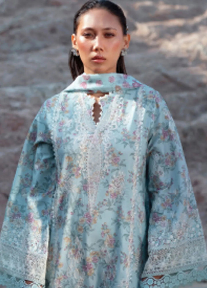 Summer Together by Afrozeh Embroidered Lawn Suits Unstitched 3 Piece AF25ST D-07 Aquamarine - Summer Collection